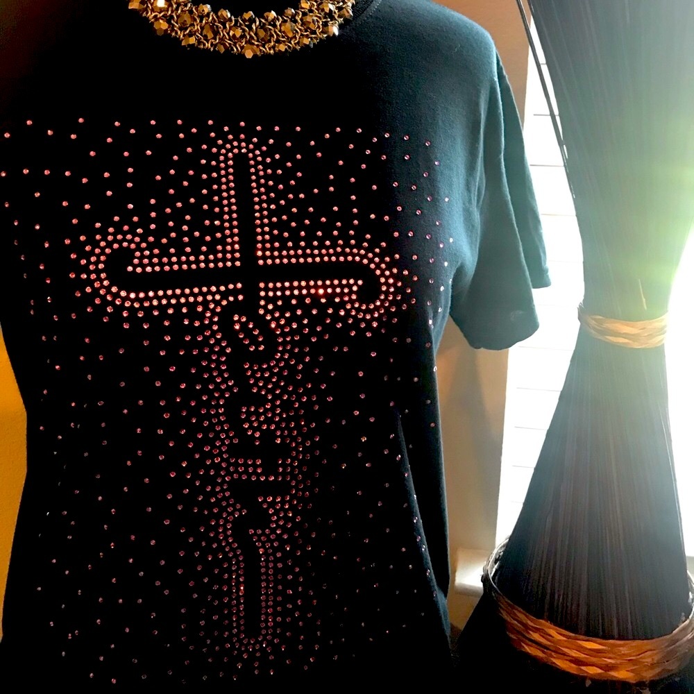 Pink Rhinestone Faith Cross  T-shirt.